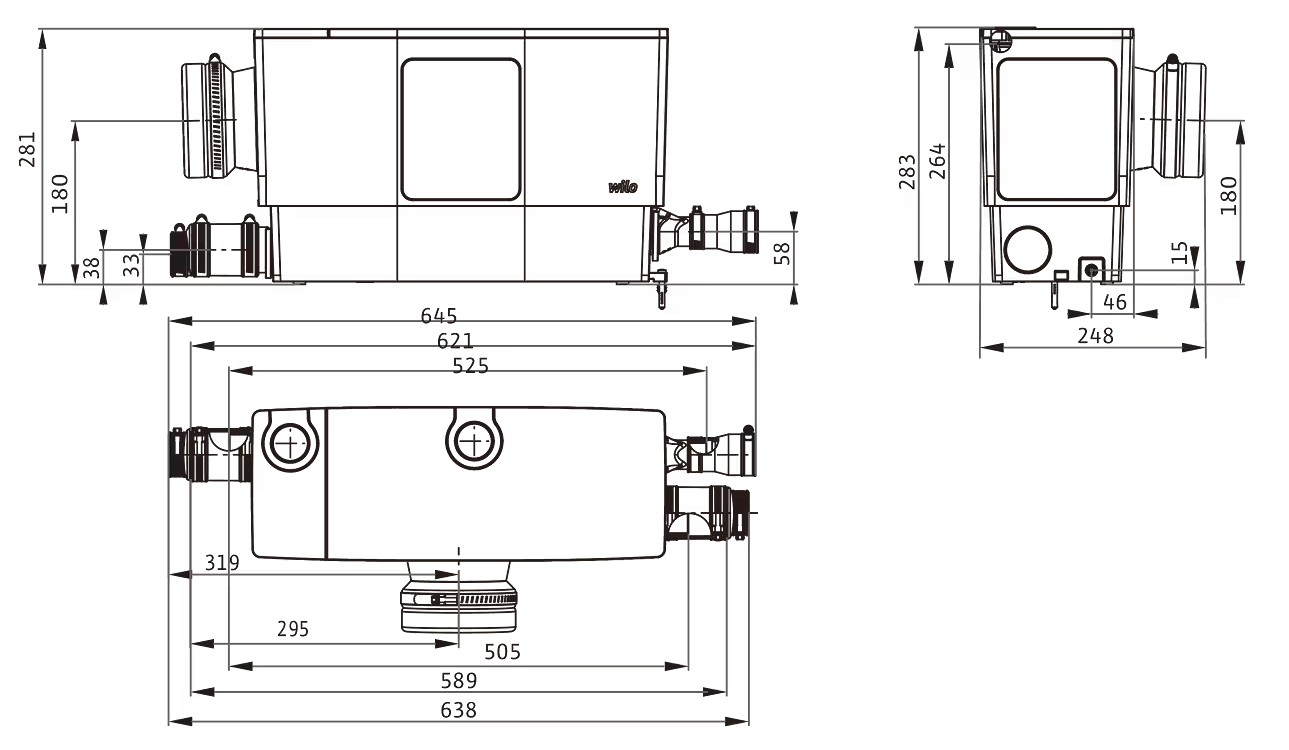 mini5_xs_wc_ef_size Компактна система за отпадни води Wilo DrainLift MINI5-XS/WC-EF 🟡 Доставка до 3 дена