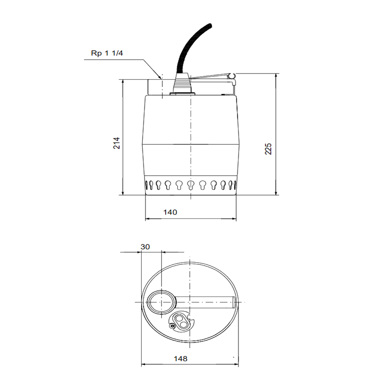 kp150_size_new Дренажна помпа Grundfos UNILIFT KP 150 M1 🟡 Доставка до 3 дни