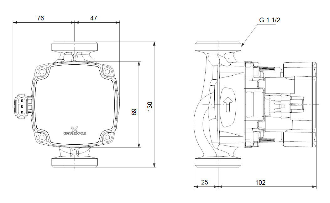25_XX_130_size Циркулационна помпа Grundfos ALPHA1 GO 25-80 130 🟢 В наличност