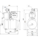 Хидрофорна самозасмукваща система Grundfos JP 4-47 PT-H INOX  🟢 В наличност - JP 4-47 PT-H INOX размери
